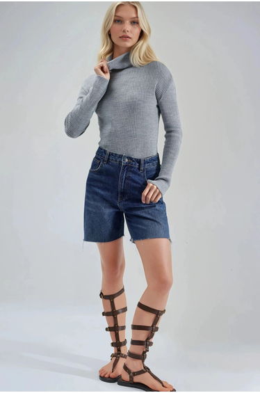 MY FASHION Fitted Textured Turtleneck Sweater