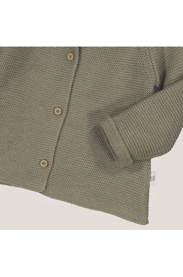 Cotton Garter Stitch Cardigan with Button Fastening