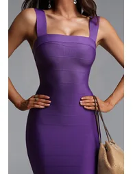 Katja Classic Contour Square Neck Stripe Bandage Mini Dress - 4