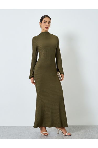 Women Dark Green Bodycon Maxi Jalabiya