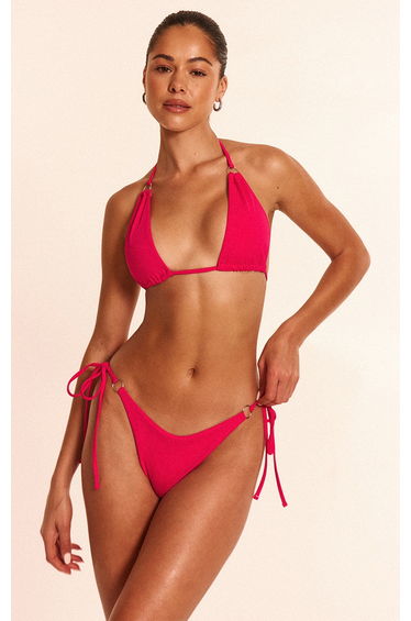 Fuschia Mini O Ring Tie Side Bikini Bottoms