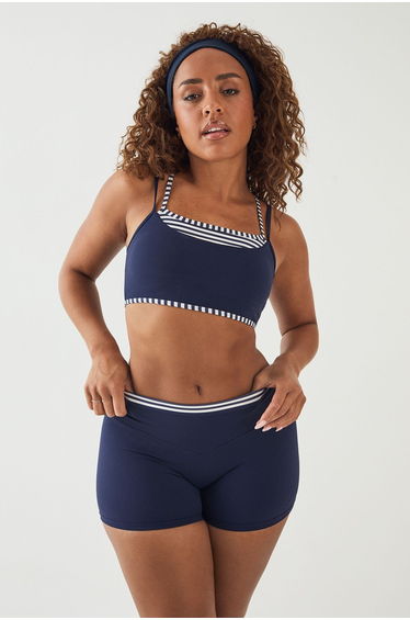 DSGN Studio Sculpt Layered Stripe Sports Bra - navy