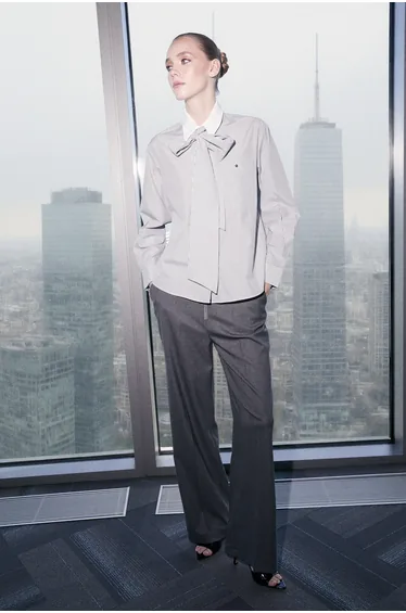 Multi-Colored Striped Tie Detail Wide Fit/ Oversized Shirt