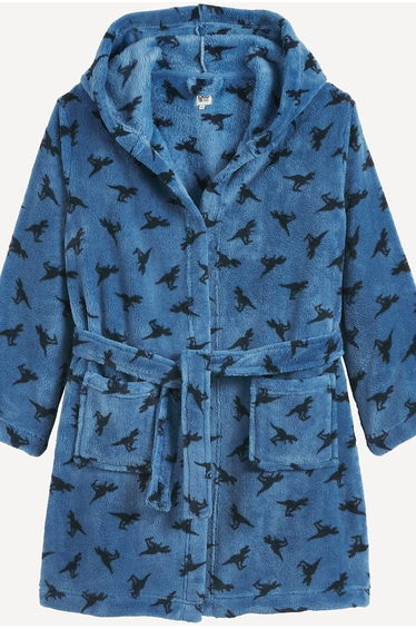 Dinosaur Print Hooded Bathrobe
