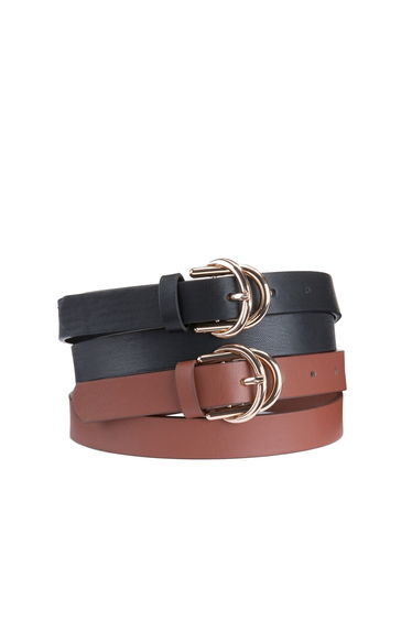 Black La Redoute Collections Pack of 2 Belts