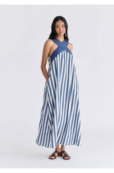 Cross Strap Halterneck Maxi Dress