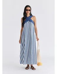 Cross Strap Halterneck Maxi Dress - 4
