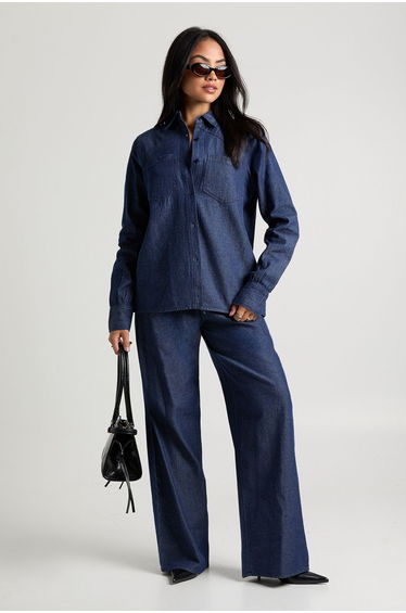 Chambray Oversized Shirt - indigo