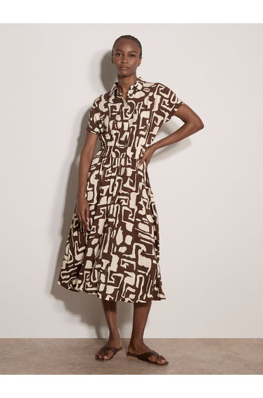 Geo Grecian Shirt Midi Dress