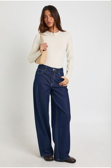 Basic Long Sleeve Crew Neck Bodysuit - ecru