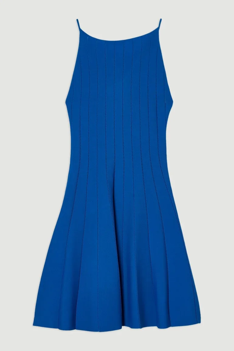 Viscose Blend Sheer Detail Knit Flippy Mini Dress - 3
