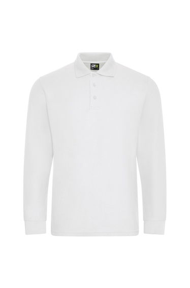 PRO RTX Mens Pro Pique Long-Sleeved Polo Shirt - White