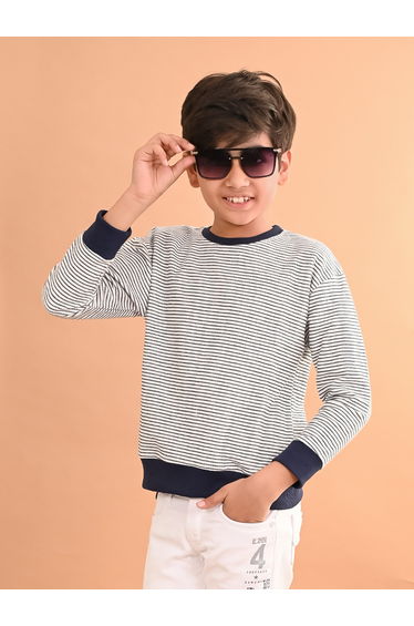 Striped Round Neck Sweatshirt