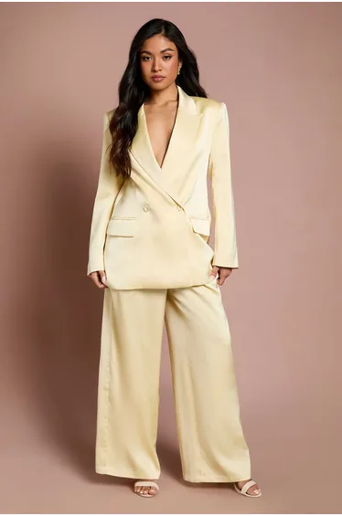 Petite Satin Double Breasted Blazer
