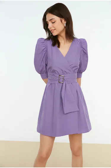 فستان قصير بقصة مستقيمة - أرجواني