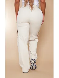 PRETTYLITTLETHING Shape New Nude Buckle Detail Cargo Wide Leg Trousers - 2