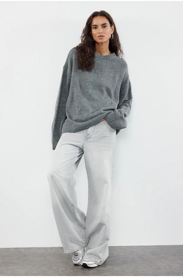 Anthracite Crew Neck Knitwear Sweater