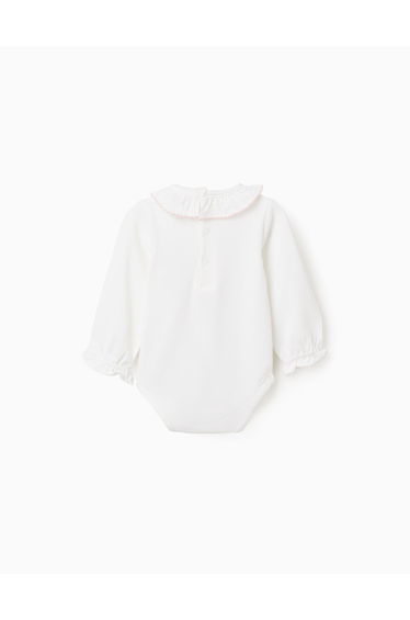 Long sleeve bodysuit with rainbow print for newborn girls white
