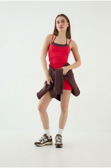 DSGN Studio Sculpt Contrast Internal Padded Vest Top - chilli