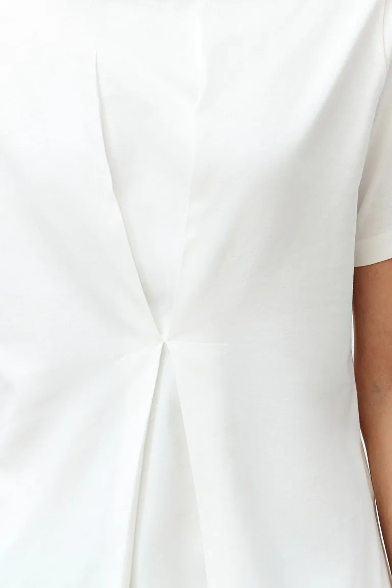 Ecru Front Pleat Detail Regular/Normal Fit Knitted Blouse - 3