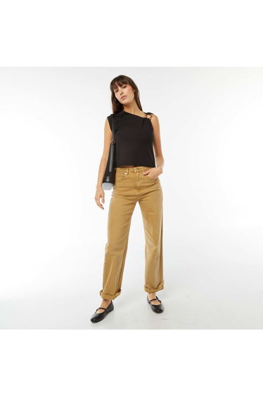 Twisted asymmetric top with gold-coloured buckle BLACK