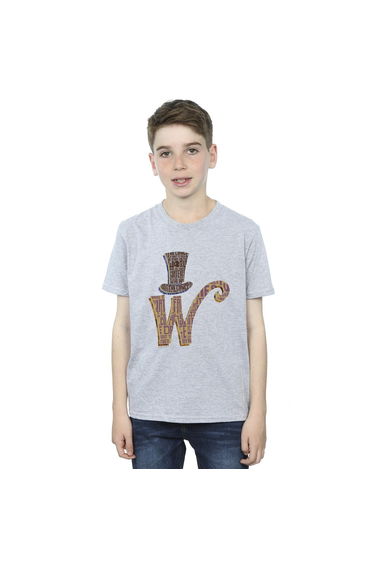 Willy Wonka Boys W Logo Hat T-Shirt - Sports Grey
