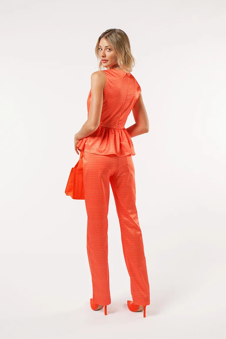 Orange Peplum Top - 2