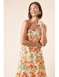 Channel Waist Tiered Hem Strappy Midi Dress - 1