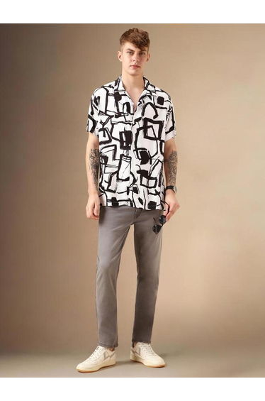 Abstract Print Button-Down Shirt