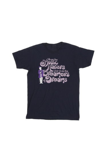 Willy Wonka Boys Dreamers Text T-Shirt - Navy Blue