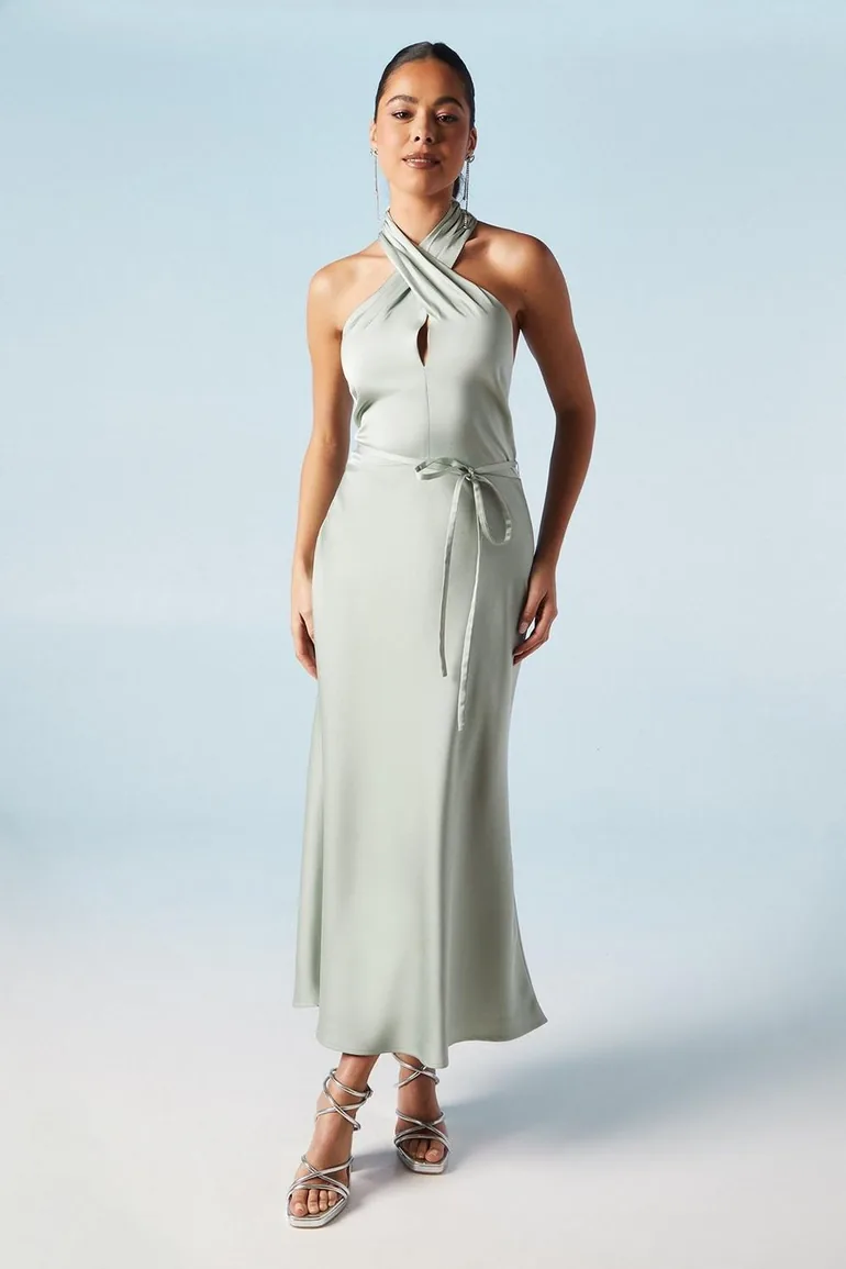 cross front bridesmaid dress Cross Neck Chiffon Bridesmaid Dress main image 1
