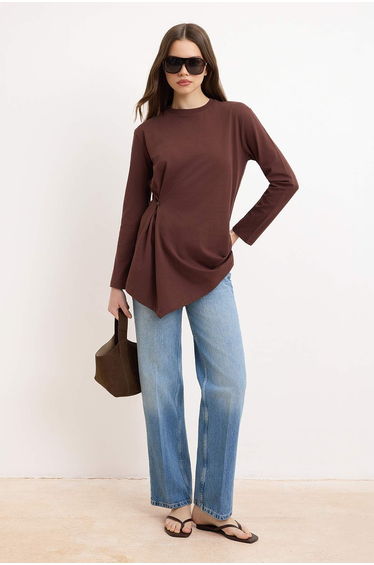 Brown Regular Single Jersey Plain Knitted