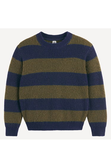 Striped Chunky Knit Jumper/Sweater with Crew Neck