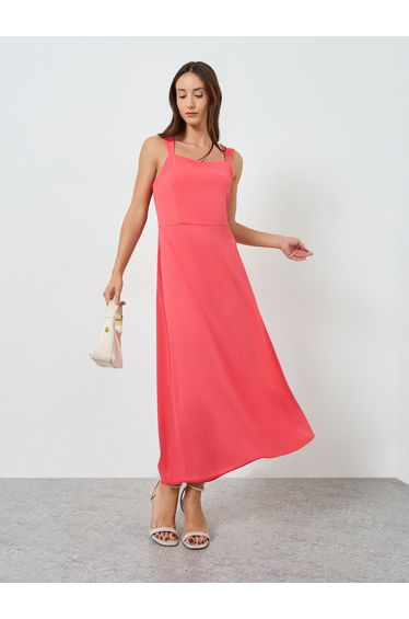 Women Pink Strappy A-Line Maxi Dress