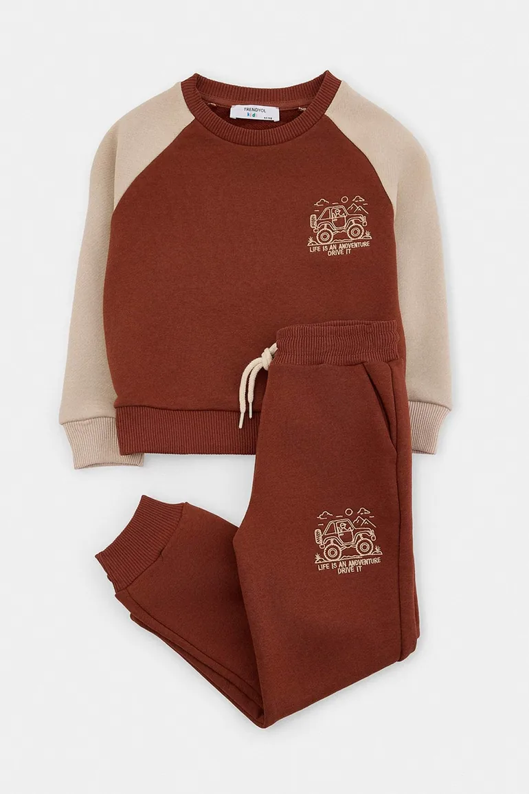 Brown Animal Knitted Top and Bottom Set - 3