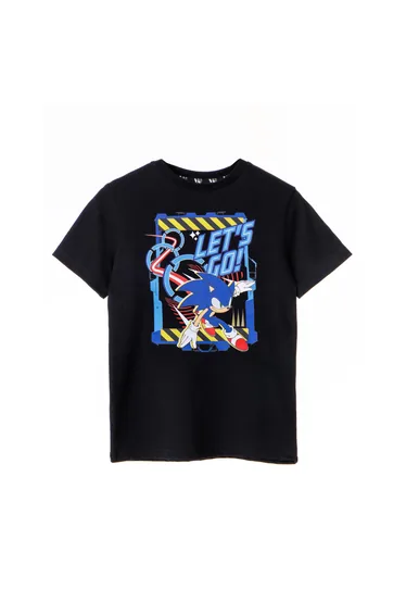 تيشيرت قطن أسود بطبعة