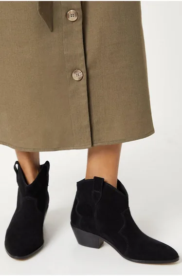 Jemima Suede Western Ankle Boots