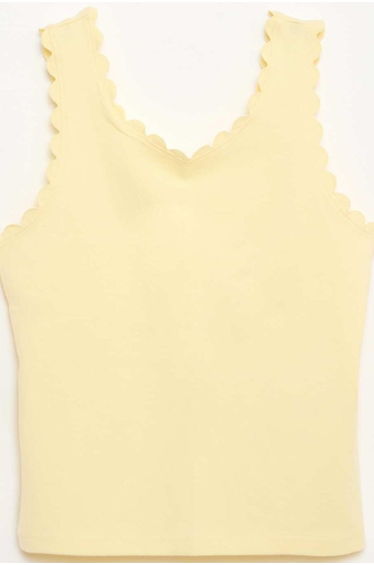 Solid tank top with wavy edges YELLOW