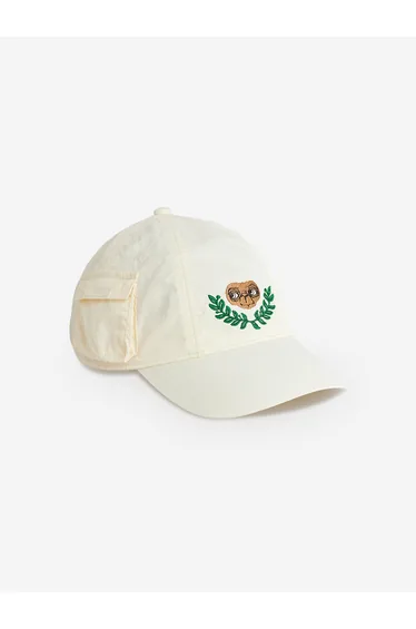 Mini Rodini Kids E.T. Embroidered Pocket Cap in Ivory