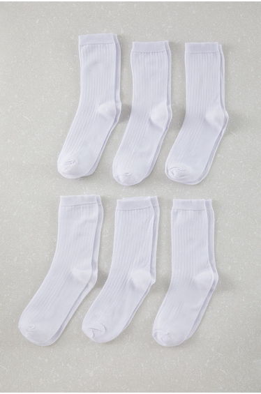 White6-Pack Cotton Textured College-Tennis-Medium Socks