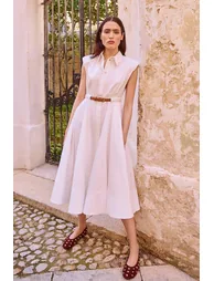 فستان ميدي قطن بحزام - 1