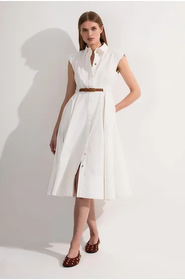 فستان ميدي قطن بحزام