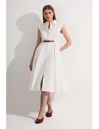 فستان ميدي قطن بحزام