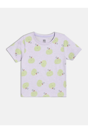 Girls Apple Print Short Sleeve T-Shirt
