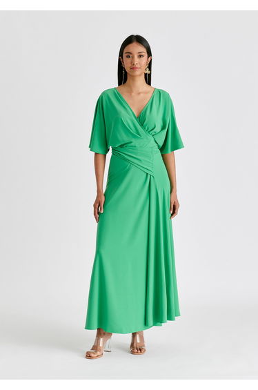 Flare Sleeves Maxi Wrap Dress