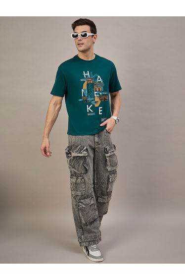Green Printed Boxy T-Shirt