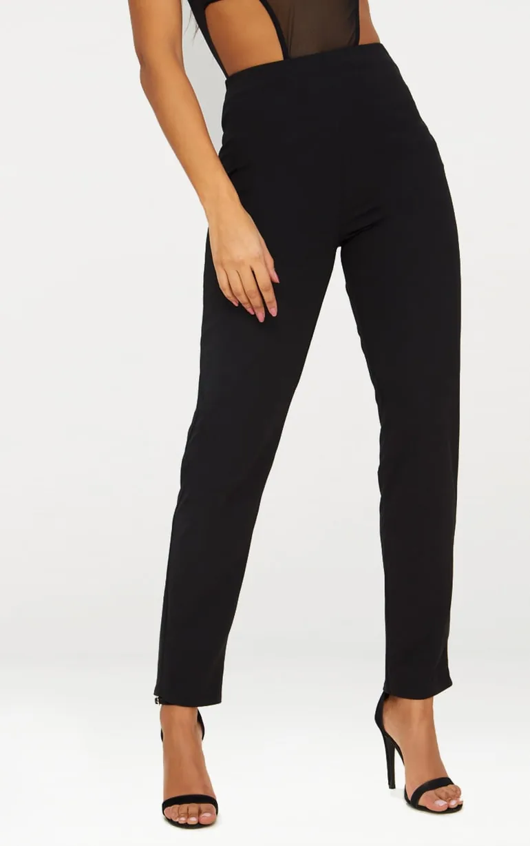Black Slim Leg Crepe Trousers