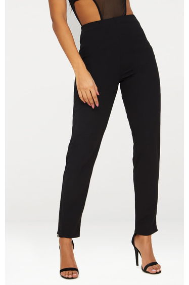Black Slim Leg Crepe Trousers