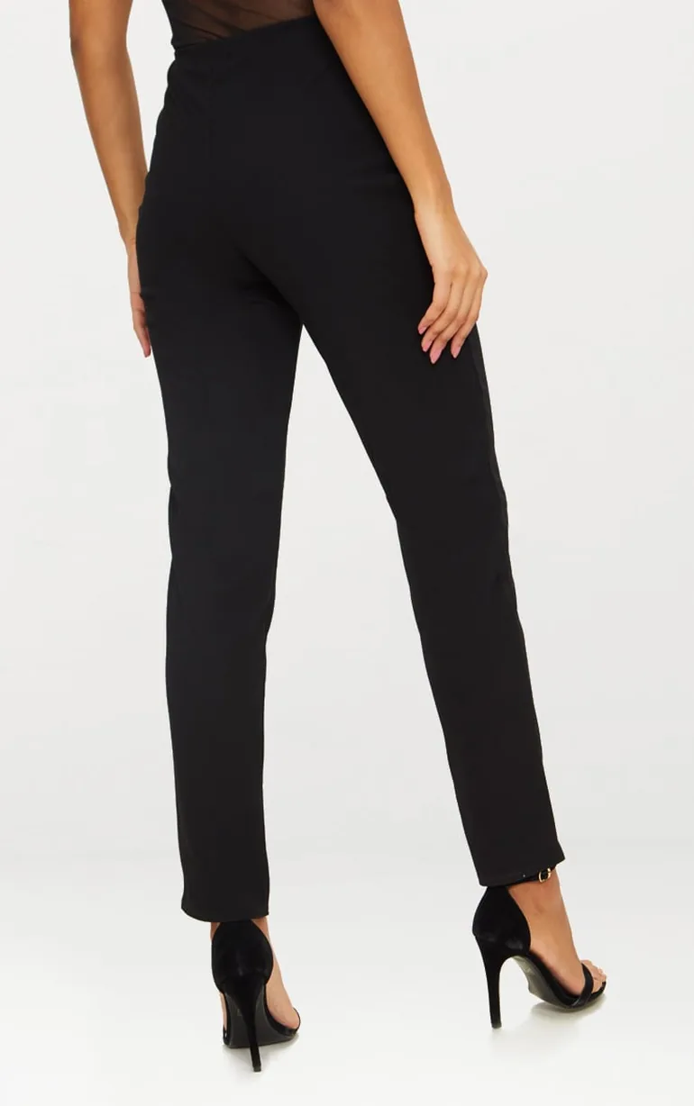 Black Slim Leg Crepe Trousers - 1