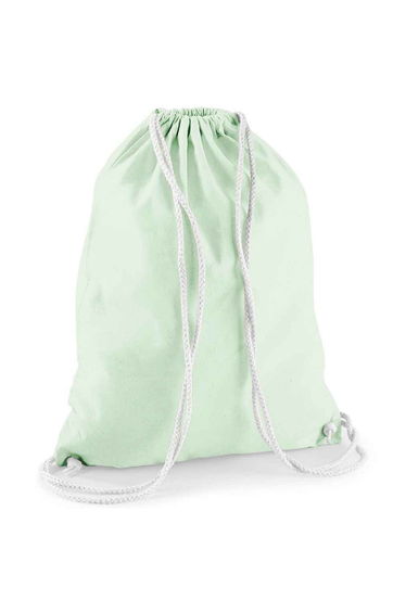 Westford Mill Cotton Drawstring Bag - Pastel Mint/White
